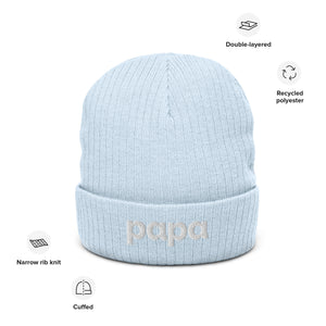 Papa ribbed knit beanie