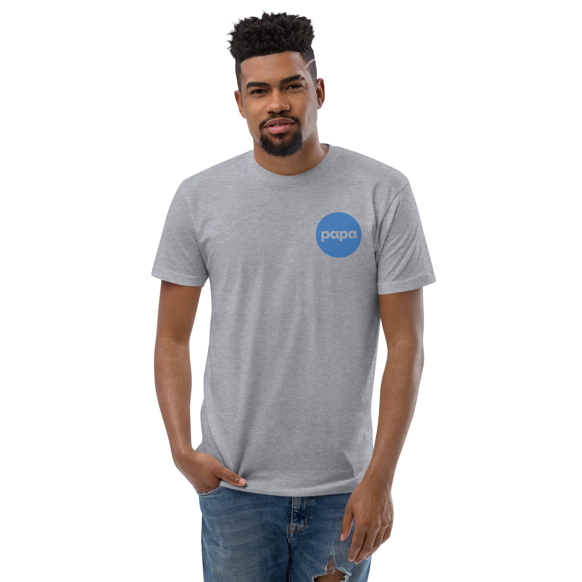 Papa Square T-Shirt - Unisex Crewneck Tri-Blend Tee, Super Soft, 3XL Grey